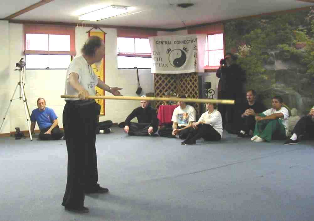 Prof. Duan demonstrating Tai Chi Staff